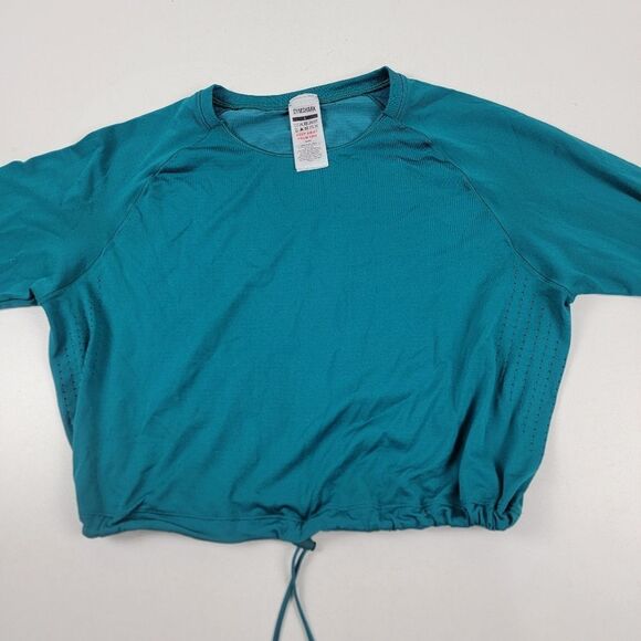 Gymshark Crop Top Long Sleeve Athletic Wear Shirt Womens size Large Green Blue - Picture 3 of 8